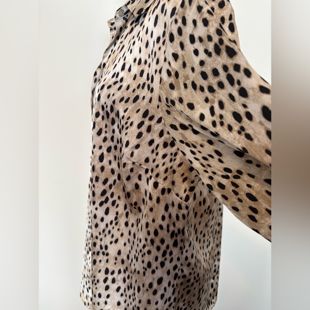 Laura Plus Animal Print Satin Button Up Blouse 1X - Picture 8 of 15